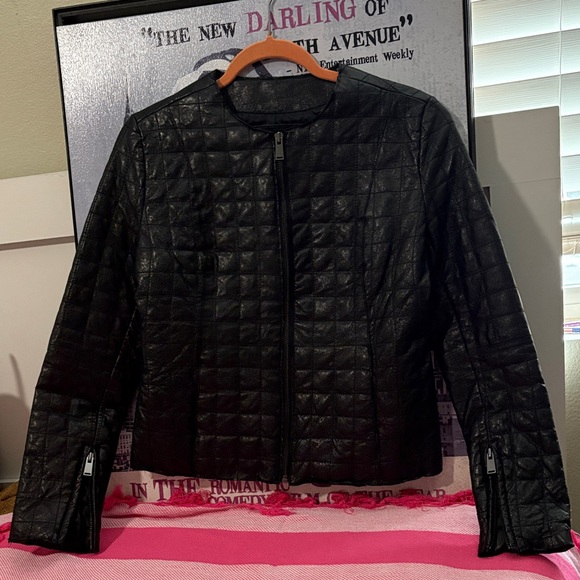 7 For All Mankind Black Leather Jacket - Picture 1 of 9